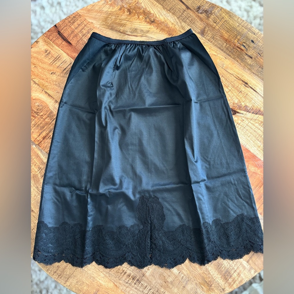 Vintage Lace Half Slip BLACK Sz S ShadowTime Small